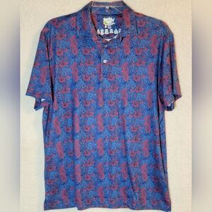 MEN'S Tailorbyrd Vibrant Blue and Red Polo Shirt Size XL